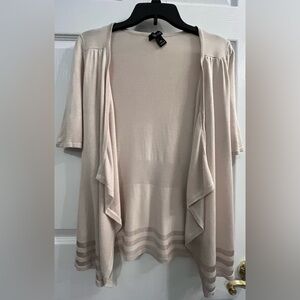 White House Black Market Cream Open Drape Asymmetrical Cardigan